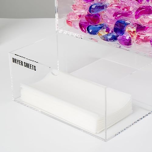 Miniatura 4 de Organizador de acrílico transparente para lavandería para cápsulas de lavandería y hojas de secadora, contenedor de suministros para lavadora y