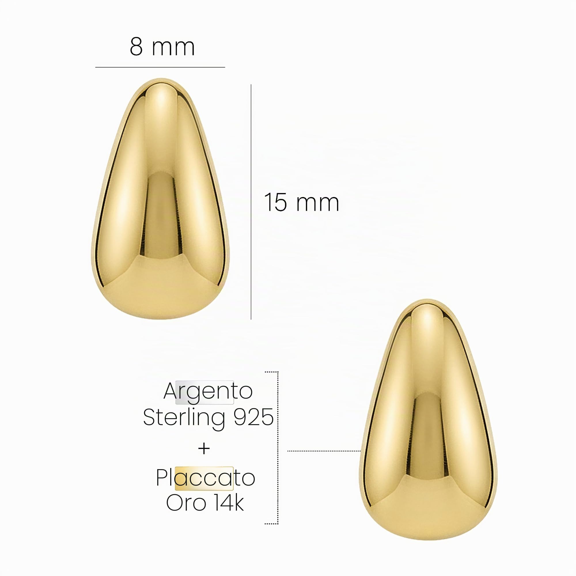 SOFIA MILANI - Orecchini da Donna in Argento 925 - Orecchino a Perno a Goccia