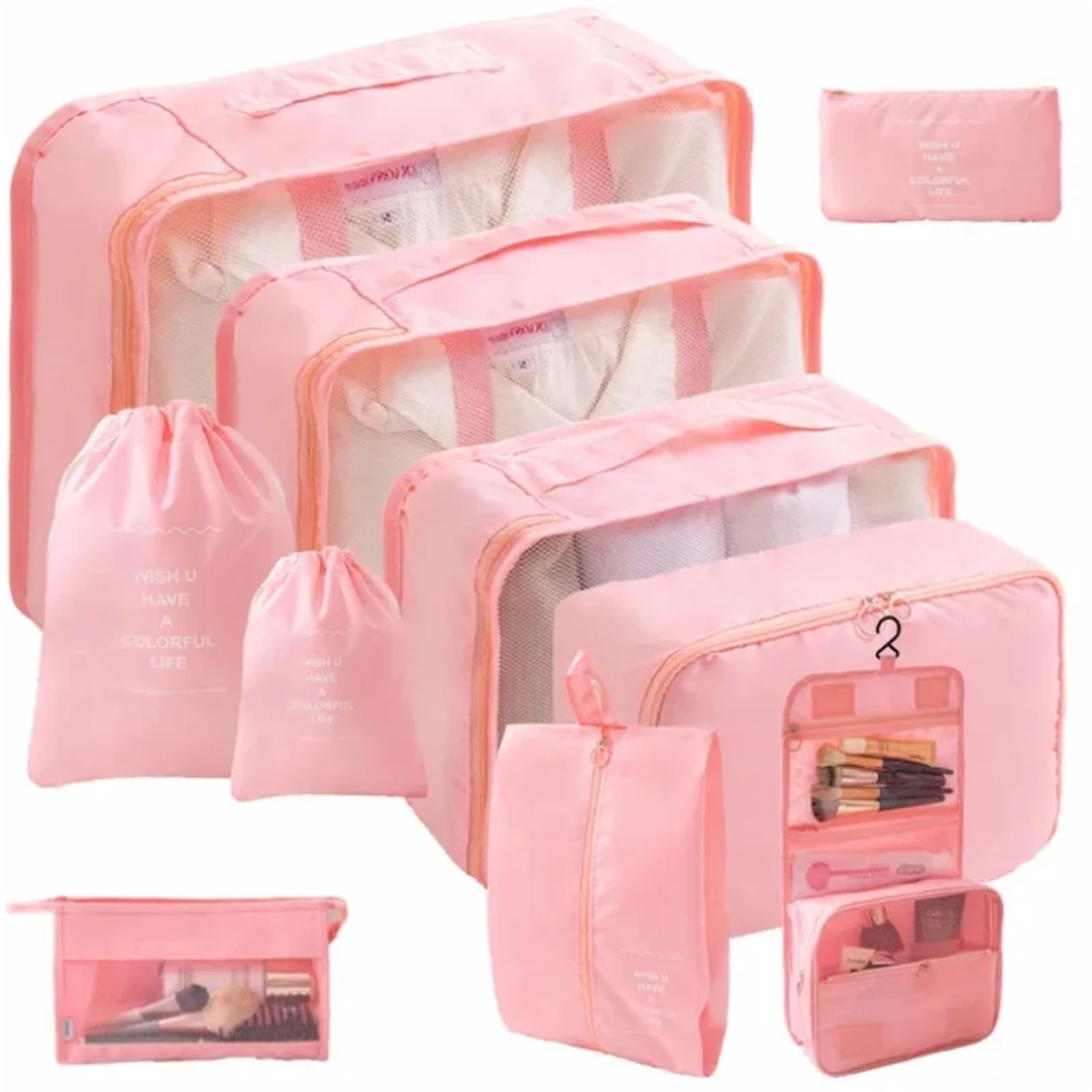 Packwürfel, Koffer, Packwürfel, Koffer, tragbar, Kleiderschrank, Gepäck, Kleidung, Schuhbeutel, faltbar, 7 Stück, Grau, One Size