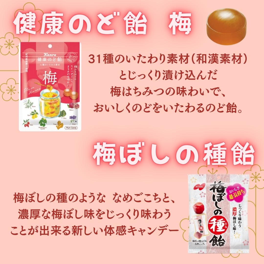 Amazon.co.jp: 梅飴 食べ比べ 5種セット 生梅飴 + 男梅 + 小梅 +