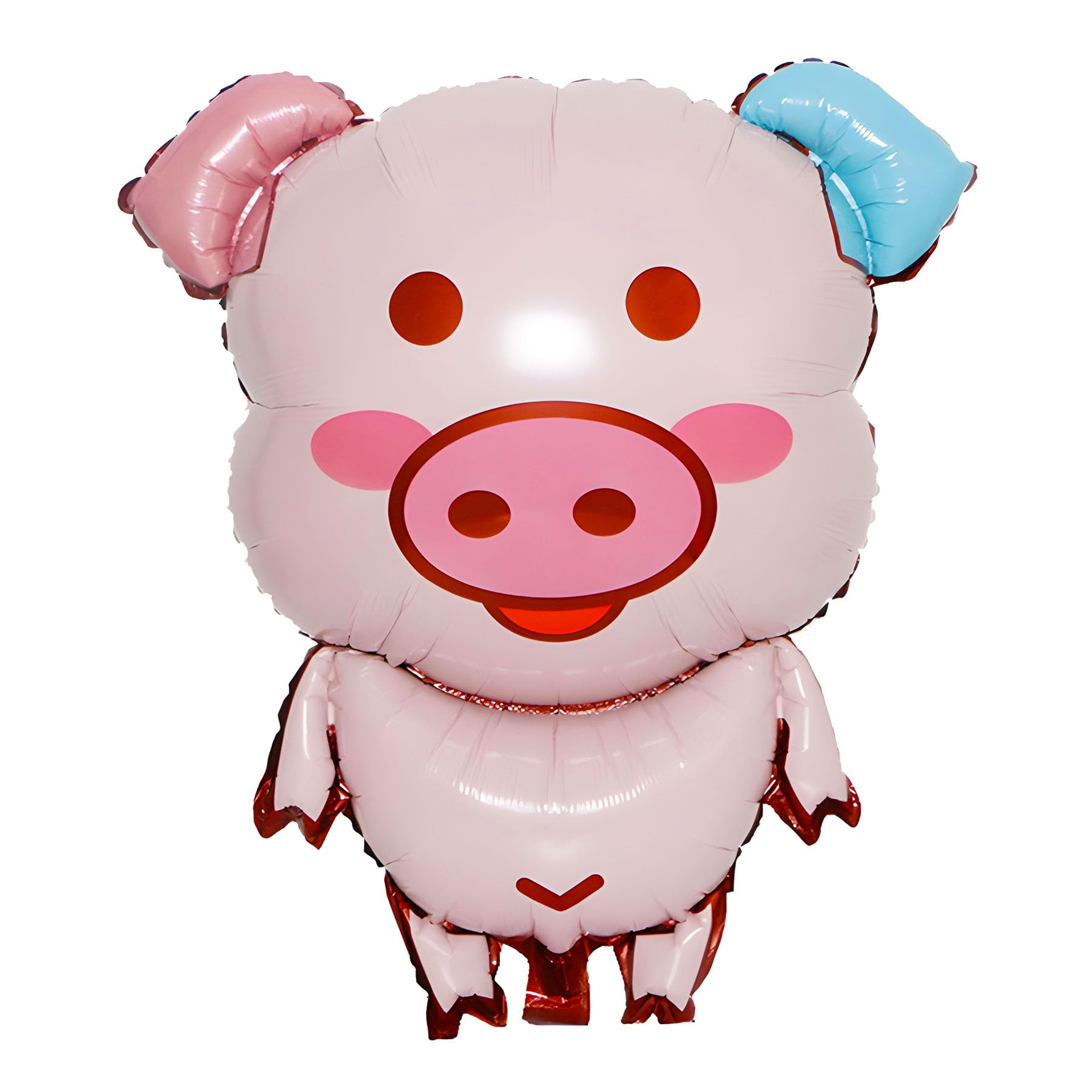 Foil Balloon Animal, Cute Pig Design with Pink and Blue Ears, Ideal for Children's Birthdays, Parties and Decorations, Durable and Reusable, Approx. 59 x 71 cm