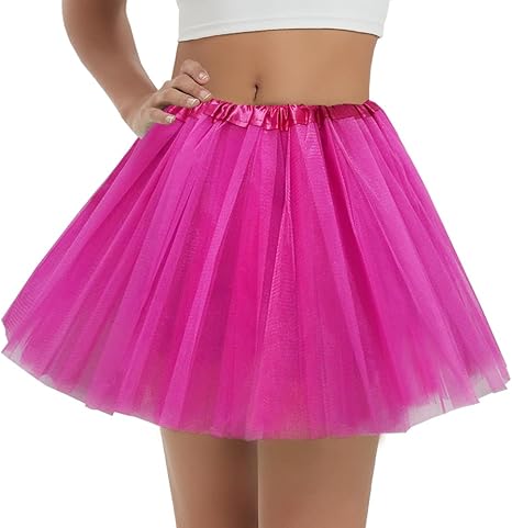 Women's 5-Layer Tulle Tutu Skirt, Adult Dance Ballet Tulle Dress,Teens Halloween Cosplay Running Tutu