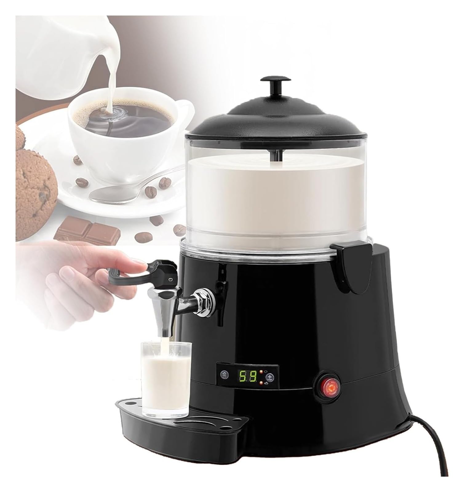 HCZKIUJY Chocolate Fountain Machine,Hot Chocolate Maker, Hot Chocolate Maker Machine with Dispenser Fountain Melter Commercial Electric Beverage Warmer (5l)