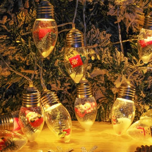 Aurelema Christmas Snow Globe String Lights 13 ft 20 LED Vintage Christmas Tree Bulb Lights with Cute Ornaments for Xmas Indoor Outdoor Home Office Table Party Decor Battery Operated (Warm White) by Aurelema - Image 5