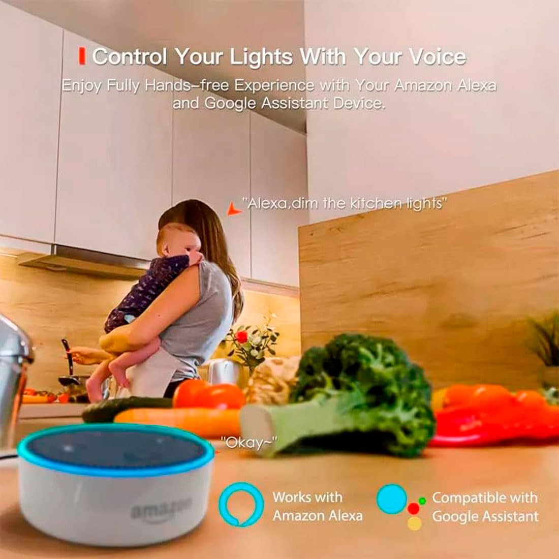 M Ledme - Bombilla LED Inteligente WiFi A60 10W (Eq. 90 W) casquillo E27, sin necesidad de Hub, Regulable en intensidad, Luz Blanca y de Colores (RGB+CCT), compatible con Alexa y Google Home, LM7141