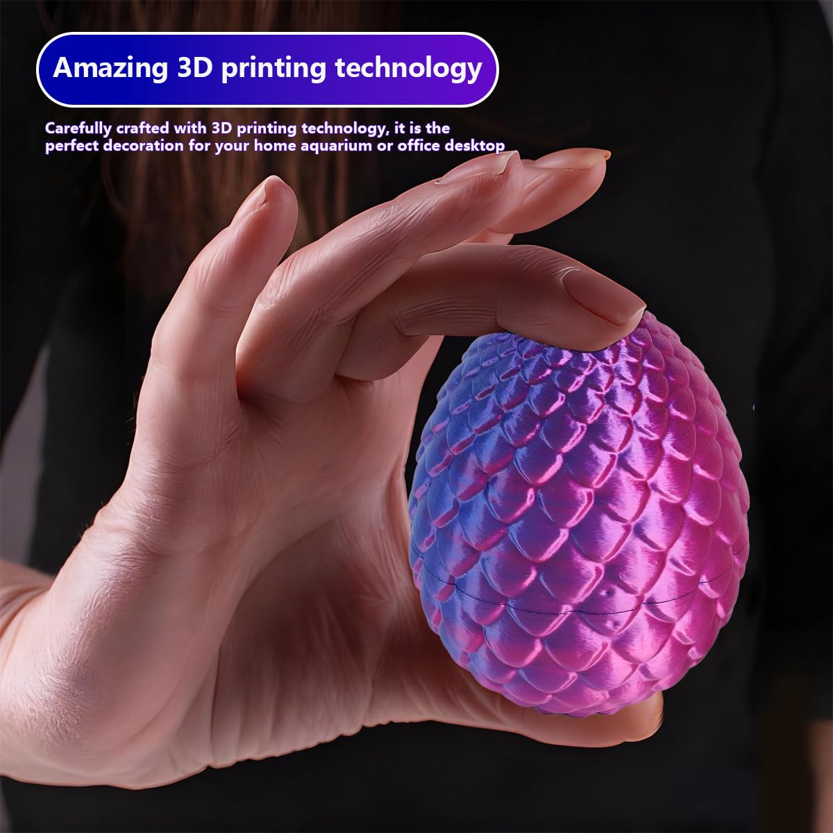 3D Printed Dragon in Egg, 8.5CM Mini Dragon Egg, Fully Articulated Crystal Crystal Figurine, Fidget Toy - Image 3