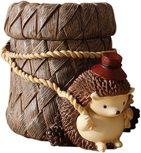 ToiM Lindo soporte para lápices de escritorio de erizo, soporte para cepillos de dientes, contenedor organizador de escritorio de resina,