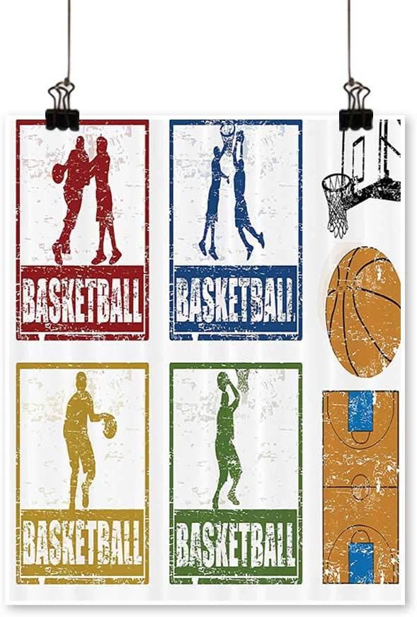Canvas Painting Collecti of Vintage Rubr Stamp Style with Basketball Players Home Decor on Canvas,24" W x 40" L/1pc(Frameless)