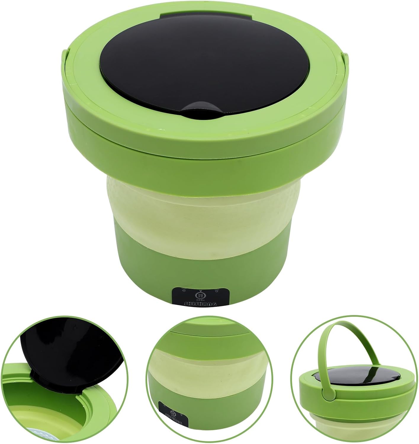 OUNONA Portable Washing Machine 6l Mini Compact Clothes Washer with Spin Dryer, Foldable Portable Laundry Machine for Travel, Dorm, Camping – US Plug, Green