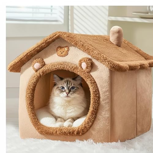 Heiheitom Cat Bed for Indoor Cats, Cozy Cave House Cat