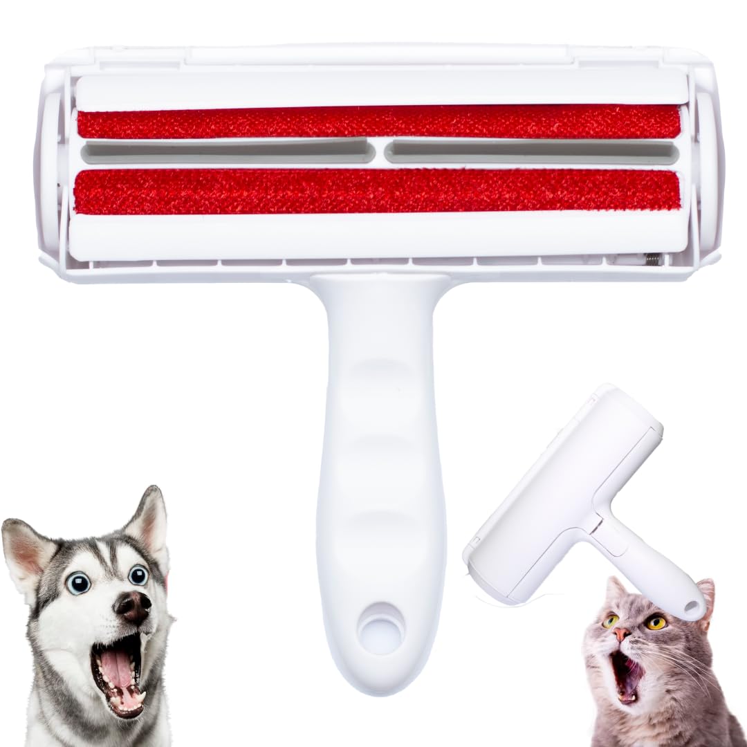 Rodillo Quitapelos Multifunción para Mascotas: Ideal para Perros y Gatos, Efectivo en Pelo Corto y Largo, Aspira y Limpia Pelusas en Ropa, Sofás y Tapicerías, Limpiador de Lint Portátil (Rojo)