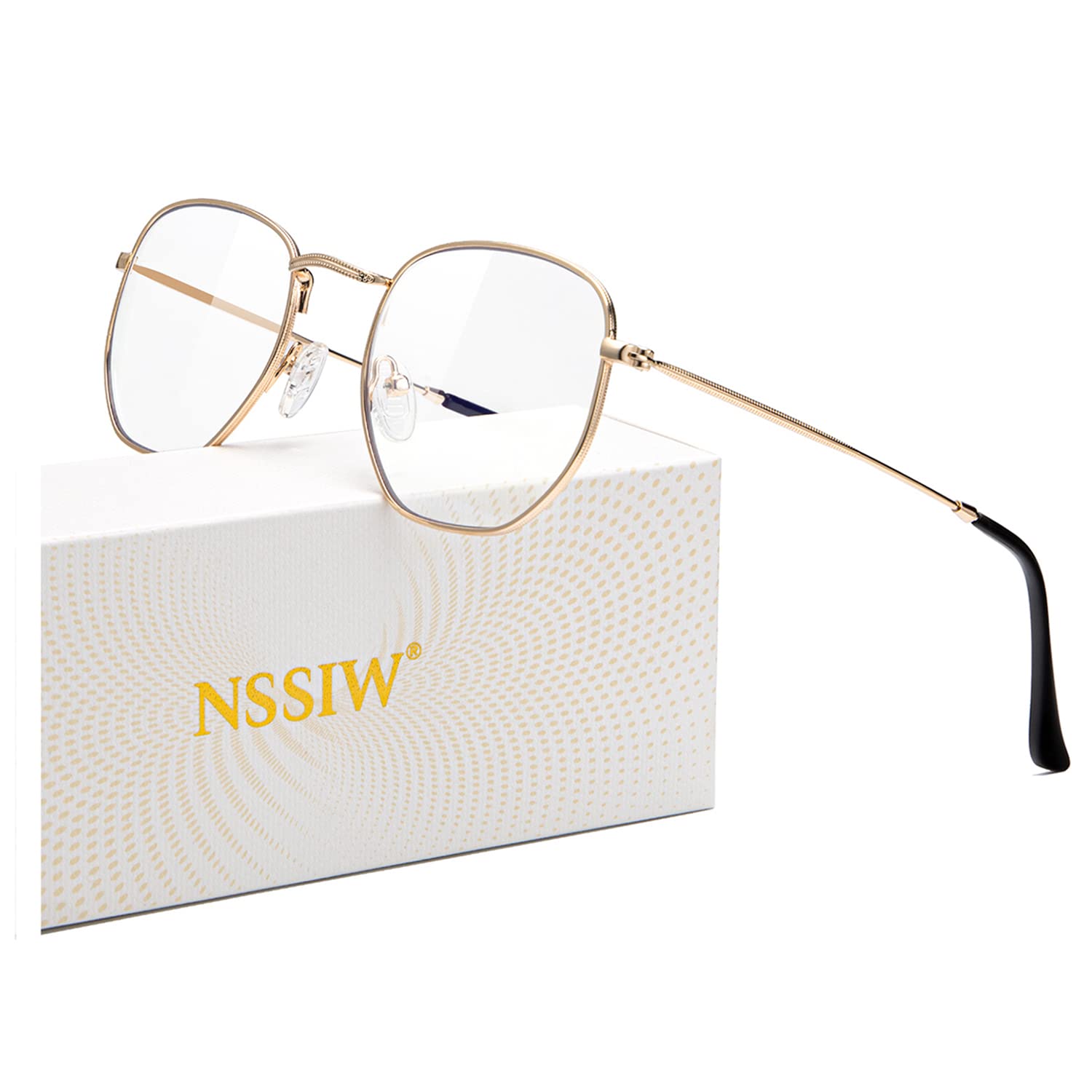 NSSIW Blue Light Blocking Glasses Hexagonal Frame for Women Men, Blue Ray Gaming Glasses with Anti Eye strain and UV Glare