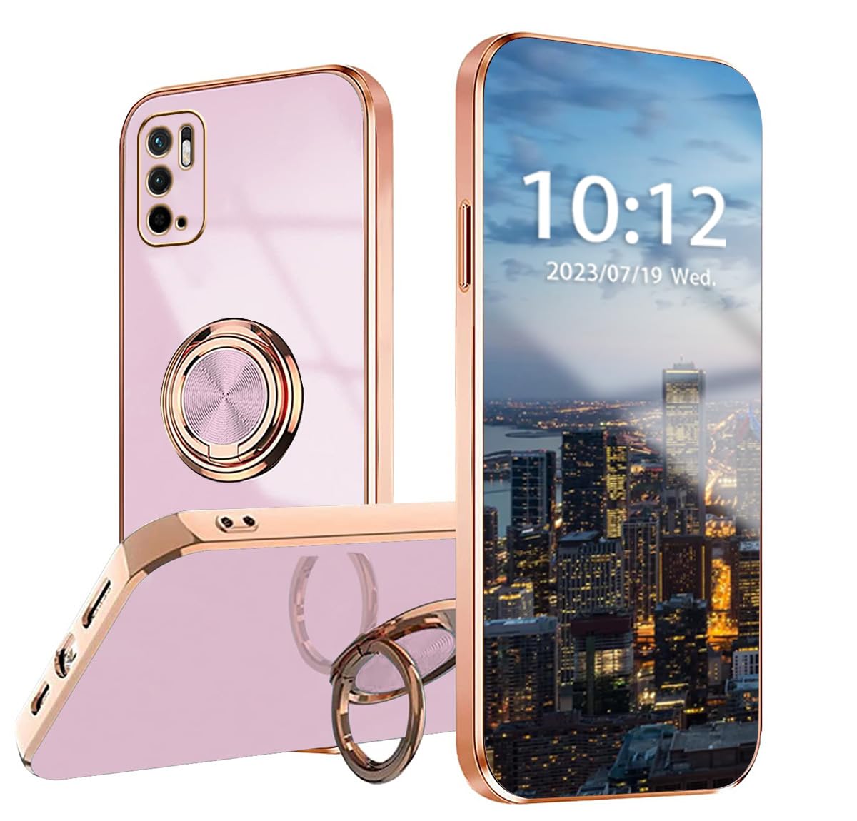 UPLAI Coque Pour Xiaomi Redmi Note 10 Pro 4G, Très Mince Antichoc Armure Silicone Housse Avec Glisser Caméra Cover Et Magnétique Anneau Support, PC TPU Durable Étui.Argenté