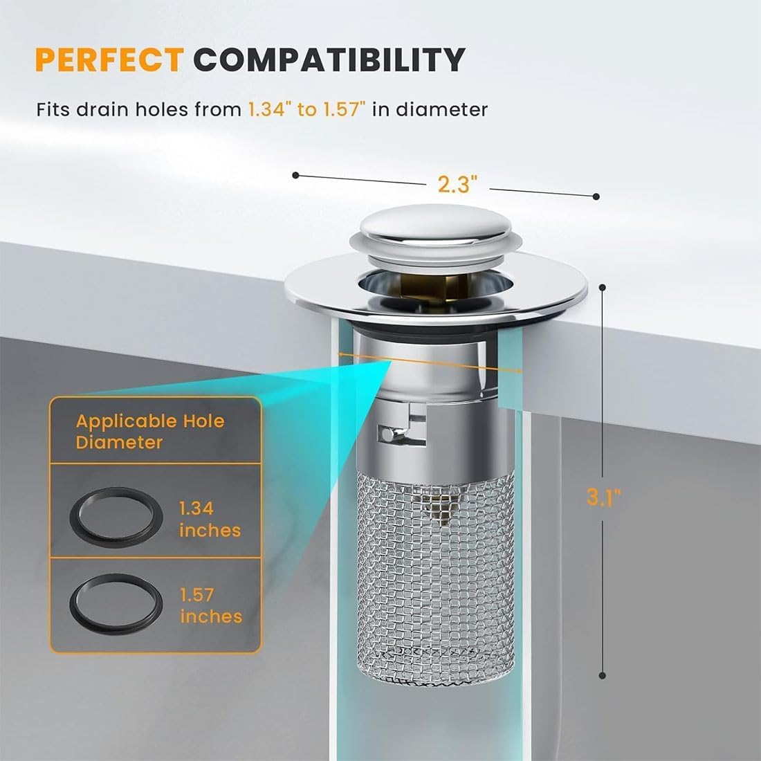 Badkamerstopper pop-up - pop-up afvoerhaarvanger, wastafelpers type plug - badkamer wastafel zeef, multifunctionele gootsteenstop badkamer afvoer haarvanger voor huishouden
