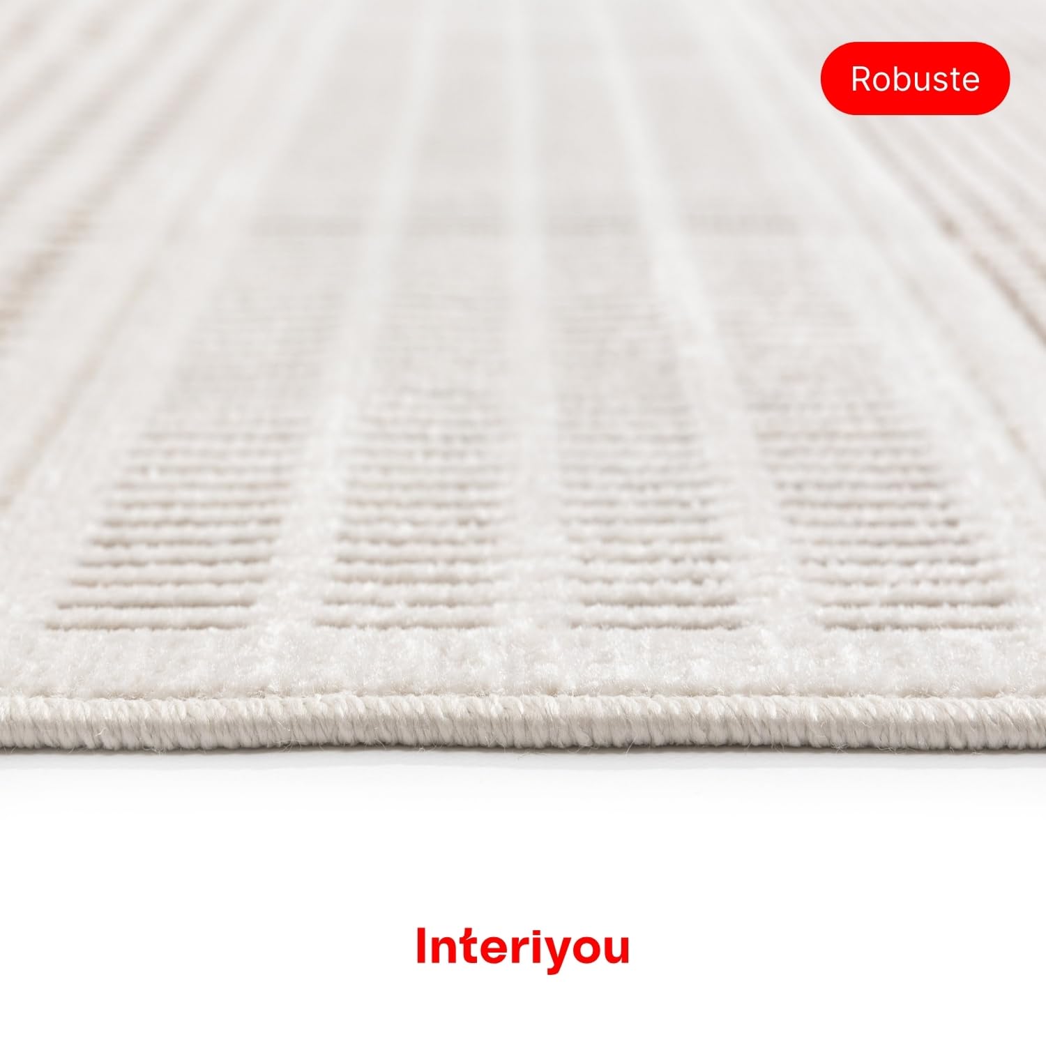 Interiyou Tapis d'extérieur Kano résistant aux intempéries - 80 x 300 cm - Crème/beige - Imperméable - Pour balcon, terrasse, jardin - Tapis d'extérieur - Convient également pour salon, chambre à
