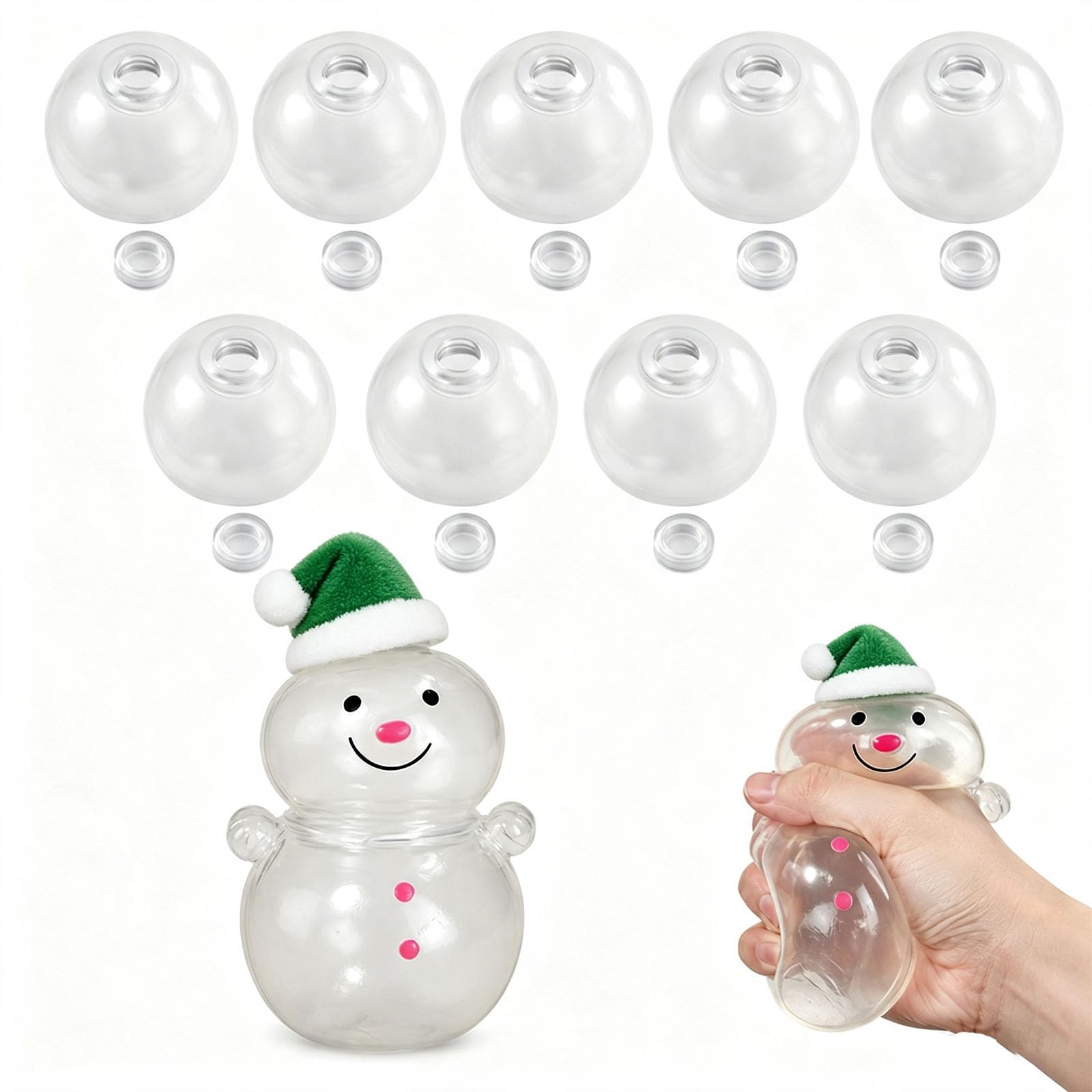 Squishy Skins Set, 9‑Piece 6 cm Round Shells and 9 cm Snowman‑Shaped Shell