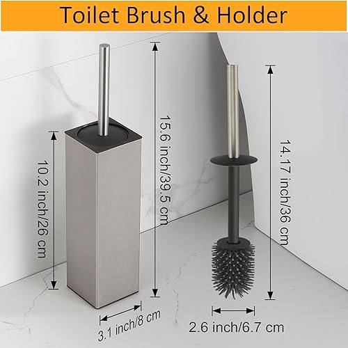 Miniatura 2 de BGL Toilet Brush and Holder Set Brushed Nickel Aluminium Freestanding Toilet Bowl Cleaner Brush and Holder for Bathroom Storage and Organization,