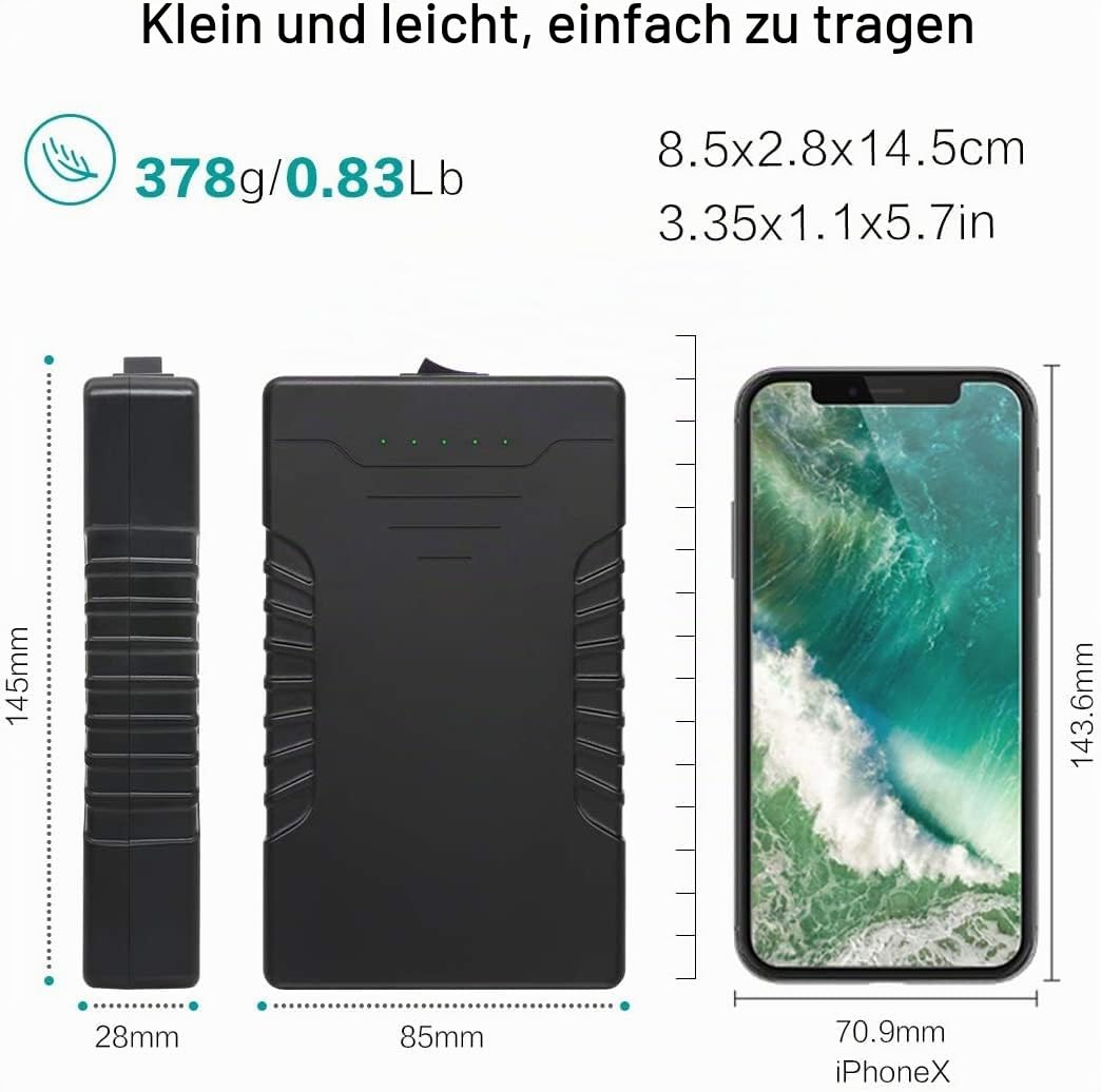 TalentCell Powerbank, Externer Akku, Lithium-Ionen-Akku, Wiederaufladbar, 36 W, 12V/3000 mAh, Doppelausgang 12 V/5 V mit Ladegerät, für LED-Leuchtstreifen, CCTV-Kameras, etc, Schwarz