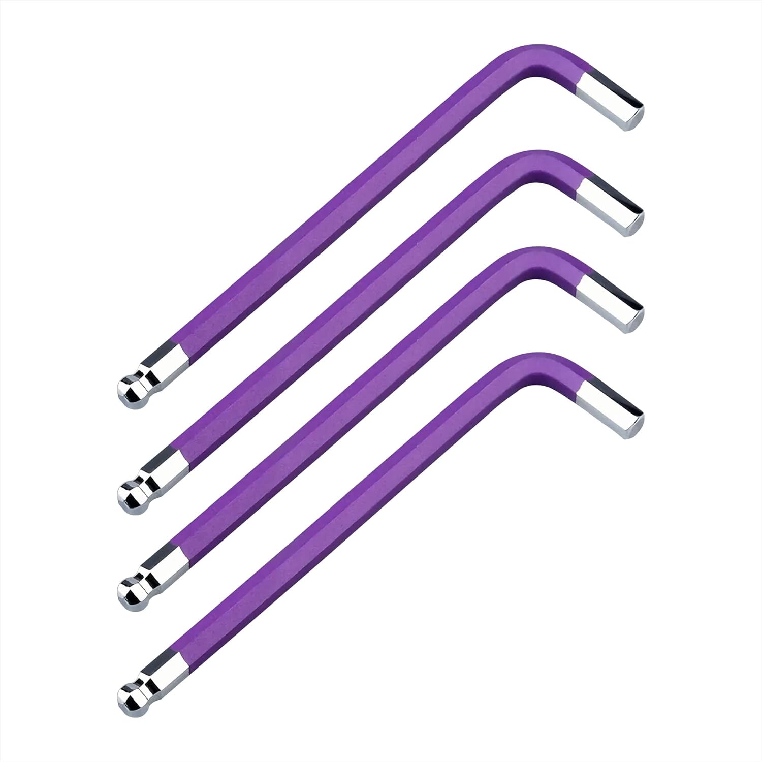 4 PCS 8mm Ball End Hex Key Allen Wrench,Internal Hexagonal Wrench, L Shaped Long Arm S2 Steel Repairing Tool，Purple