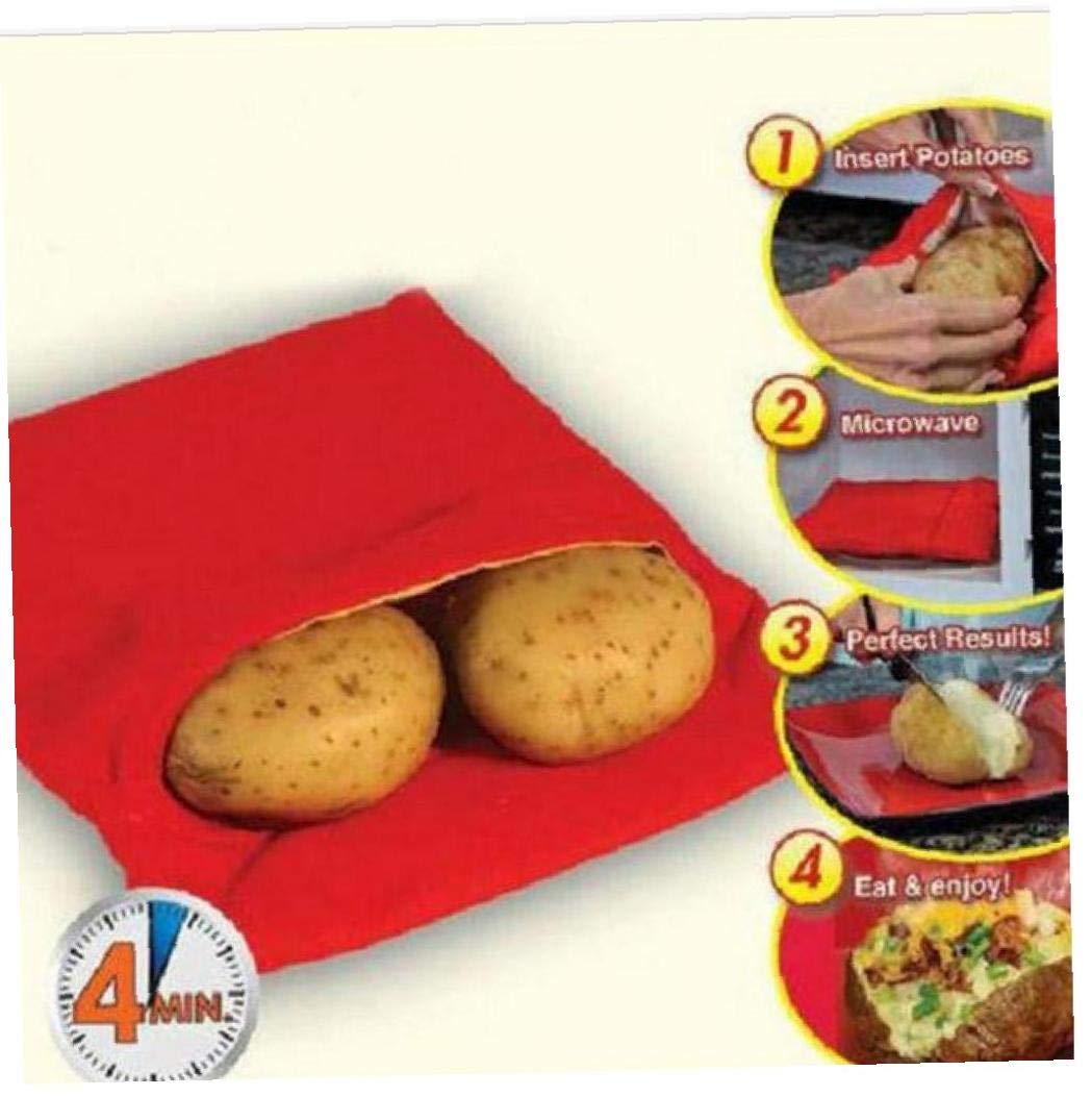 Lavalink Red Washable Cooker Bag Baked Potato Microwave Cooking Potato Quick Fast (Cooks 4 Potatoes At Once)