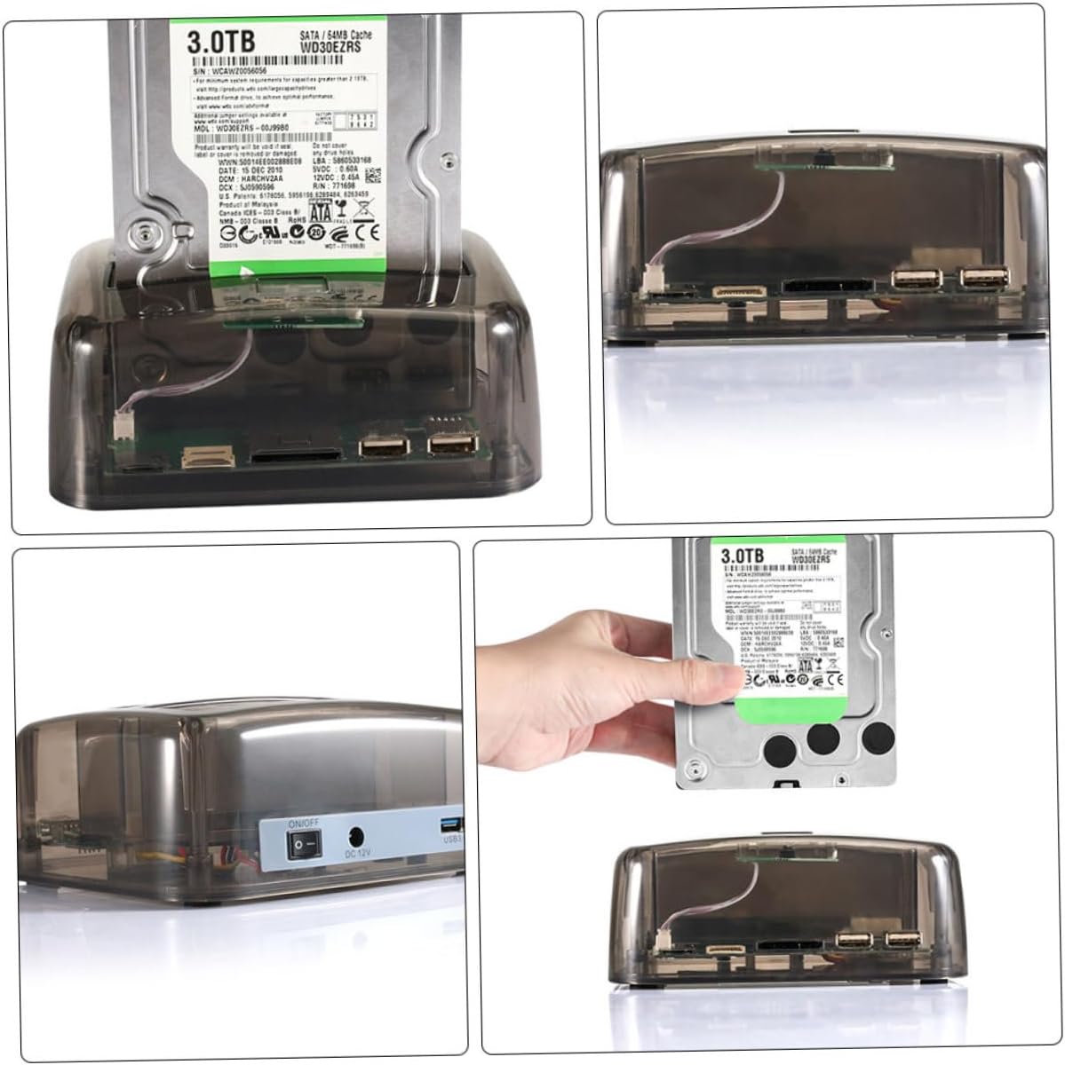 Balacoo 1pc Multi-Function Dual-Disk Hard Disk Reader for Home Office Compatible Drives USB Fast Data Transfer No Additional Drivers Needed