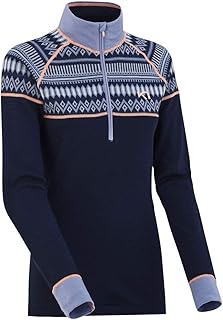 Kari Traa Women's Lokke Half-Zip Baselayer Top - Premium 100% Merino Wool Fitted Long Sleeve Shirt