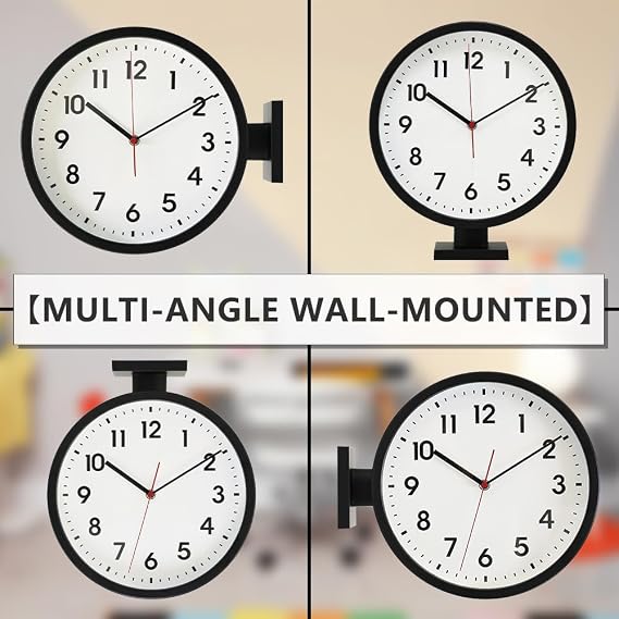BESTIME 66296A Black Frame Double Sided Aluminum Wall Clock.Simple Design,Classic Aluminum Station Clock,Quiet and Elegant Style,Suitable for Home.