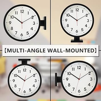 BESTIME 66296A Black Frame Double Sided Aluminum Wall Clock.Simple Design,Classic Aluminum Station Clock,Quiet and Elegant Style,Suitable for Home.