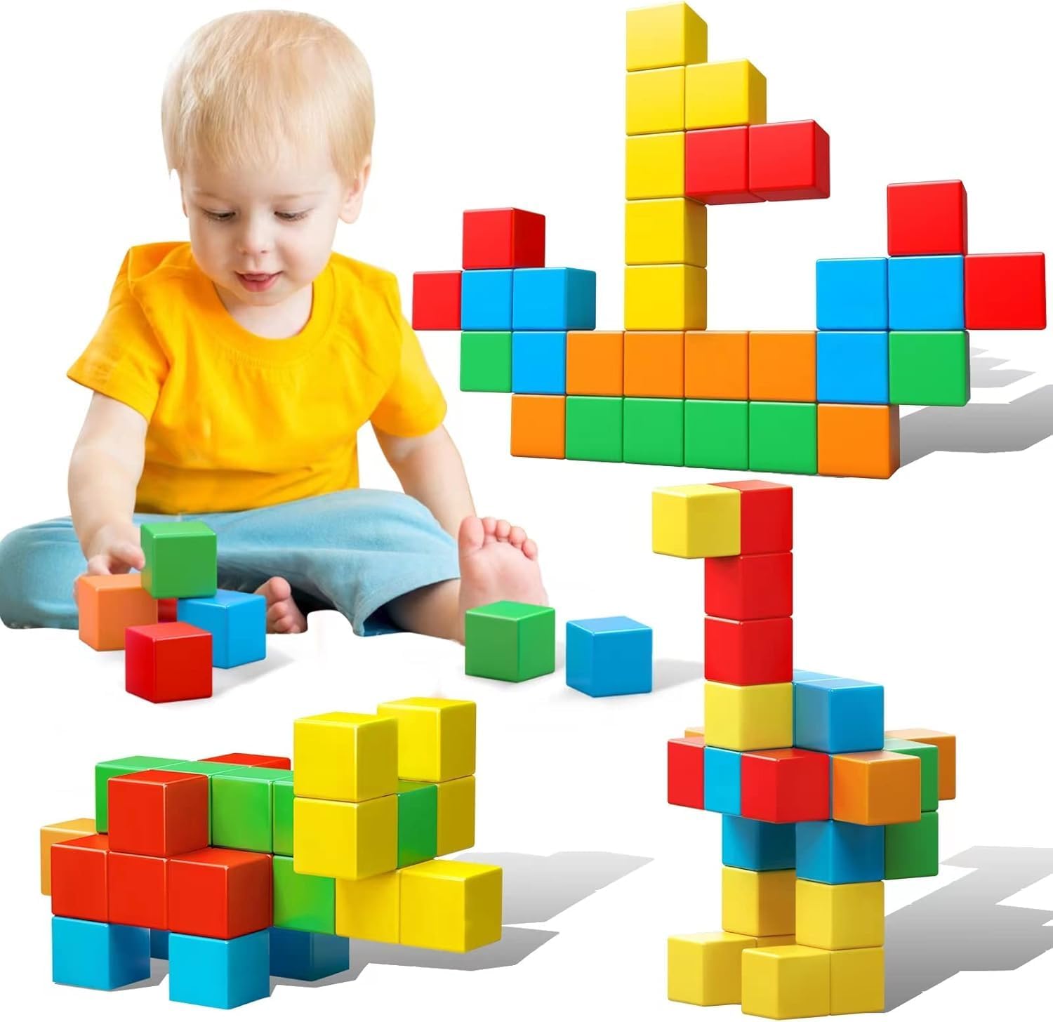 Magnetic Blocks, 1.41 inch Large Magnetic Building Blocks for Children 3 4 5 6 7 8 Years Old Boys Girls, Magnet Cubes Montessori Toys STEM Preschool Educational Building Cube