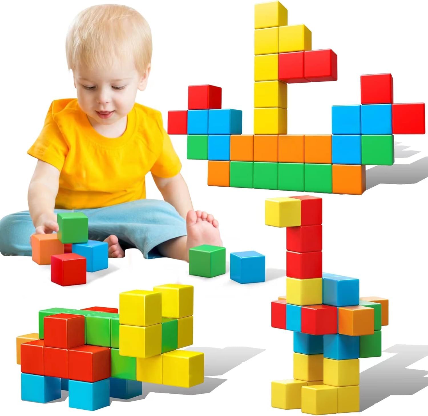 Magnetic Blocks, 1.41 inch Large Magnetic Building Blocks Toys for Toddlers 3 4 5 6 7 8+ Years Old Boys Girls Magnetic Cubes for Kids 1-3 Montessori Toys STEM Preschool Educational Building Cube-image-44