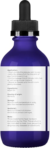 Miniatura 4 de velona Aceite de argán  2 onzas líquidas (con gotero)  100% puro y natural  Aceite de Marruecos  Cuidado de la piel, cuerpo y cara  Protector de
