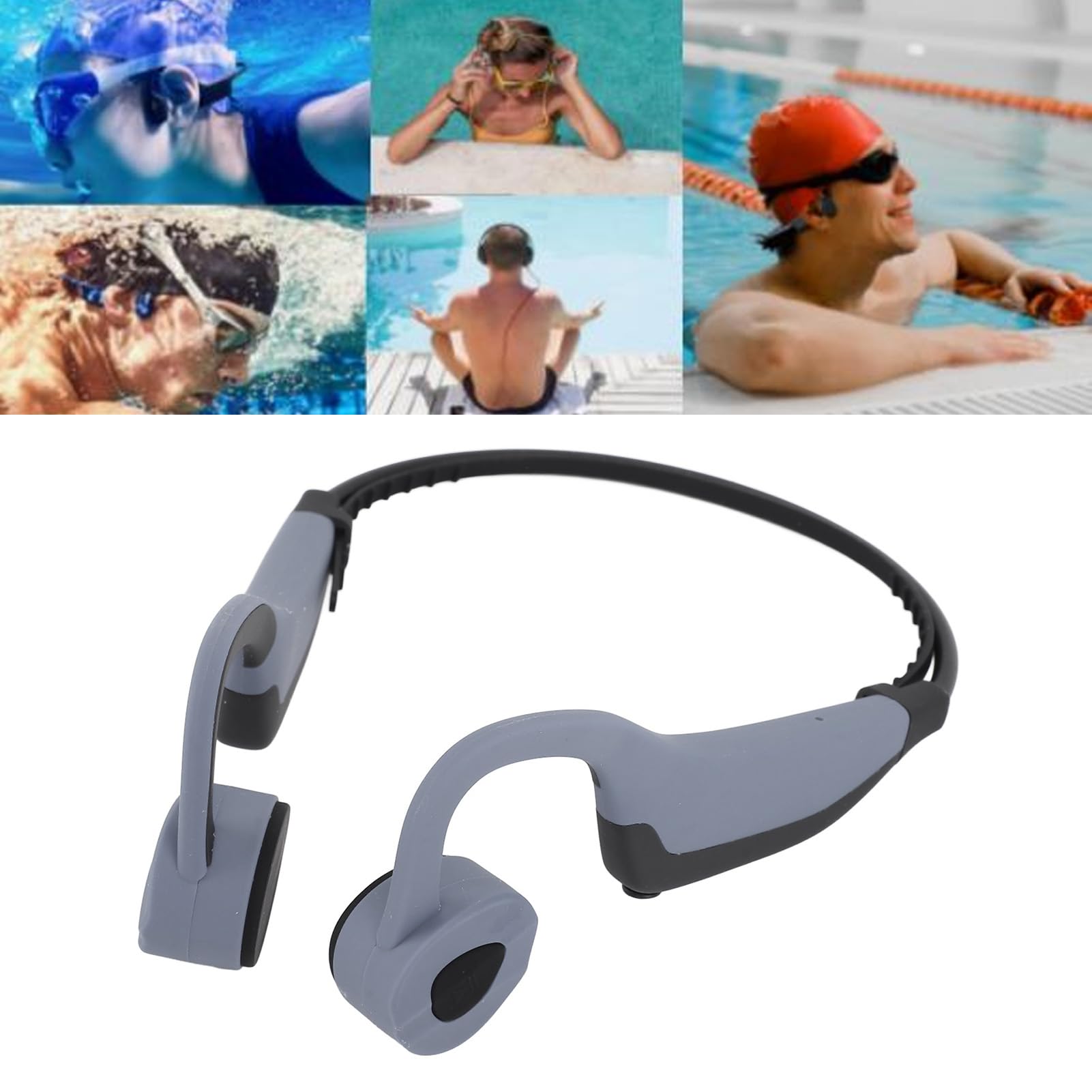 Słuchawki Przewodzenia Kości, Otwarte Ucho IPX8 Wodne Wodne Saratki Bluetooth, pamięć 16G, Zestaw Słuchawkowy Sportowy do Prowadzenia Jazdy na Rowerze i Więcej zajęć
