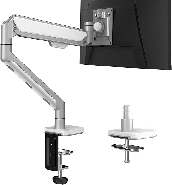 Single Monitor Stand Arm Desk Mount for 13-36 Inch Screens FORGING MOUNT Ergonomic Monitor Bracket Height Adjustable Tilt 90°Swivel 180°Rotate 360°VESA 75/100 Increased Load Capacity from 2-12kg
