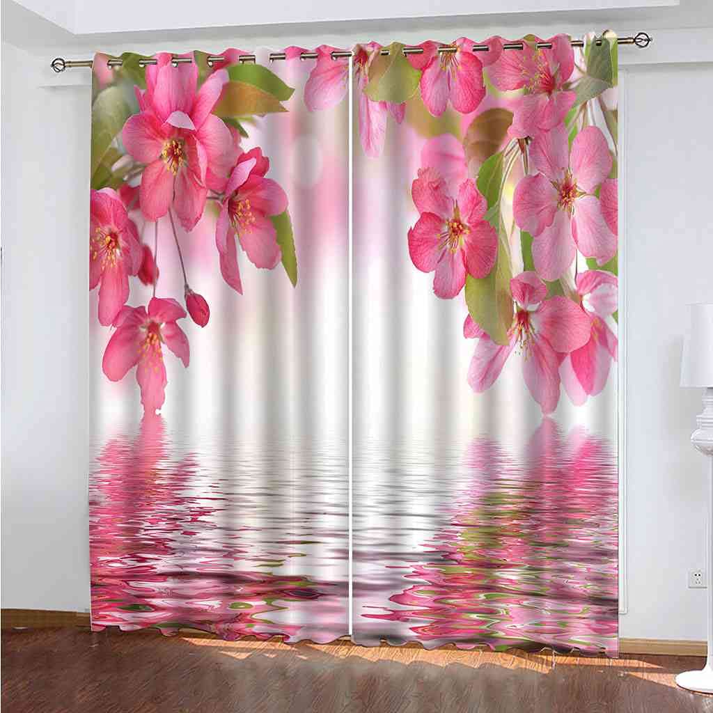 Rideau de fenêtre moderne rose 3D pour créer un cocon dans votre salon