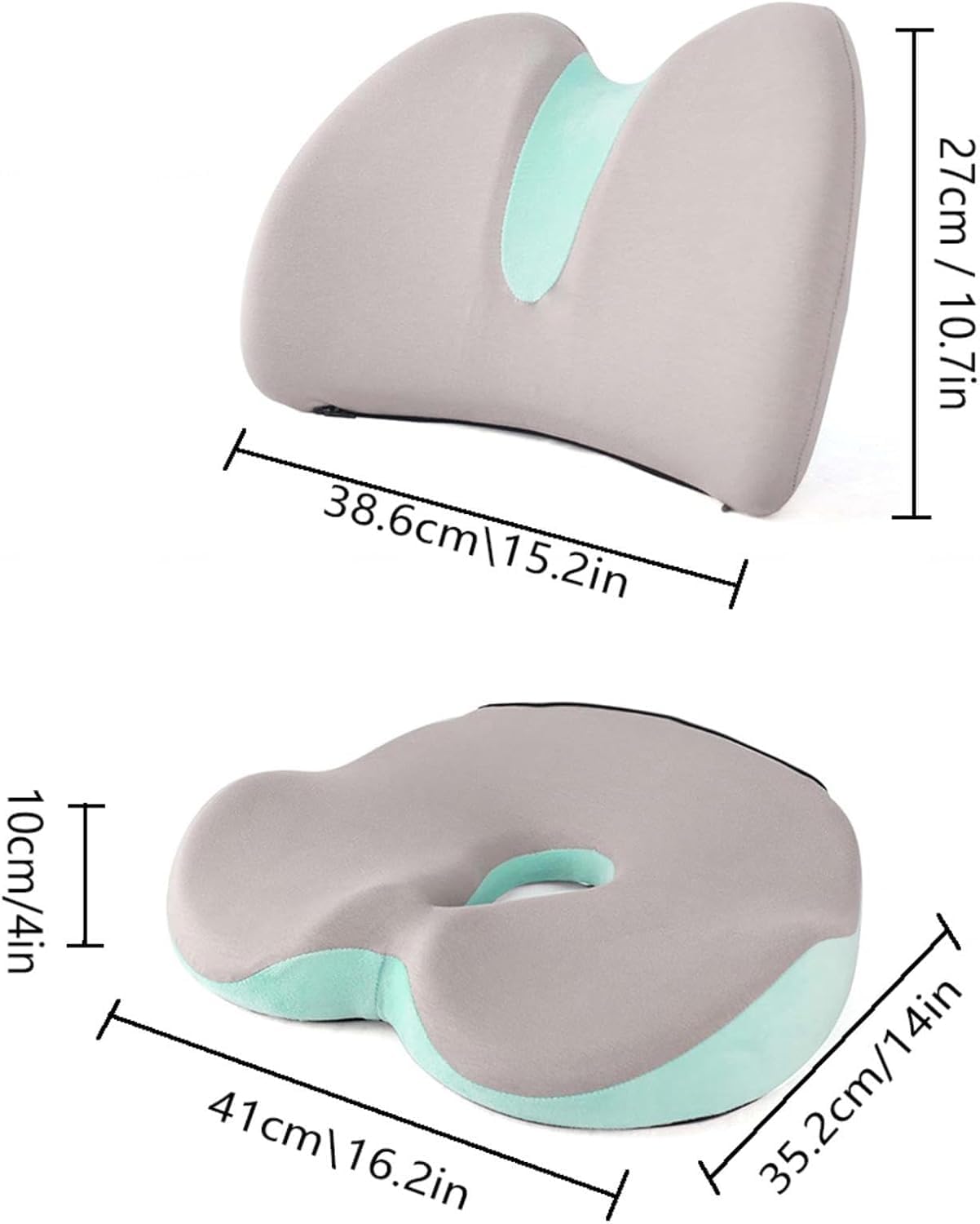 Almohada ergonómica de espuma viscoelástica, cremallera desmontable, transpirable, diseño antiestrés para oficina, coche y viajes, gran soporte de cadera y cintura