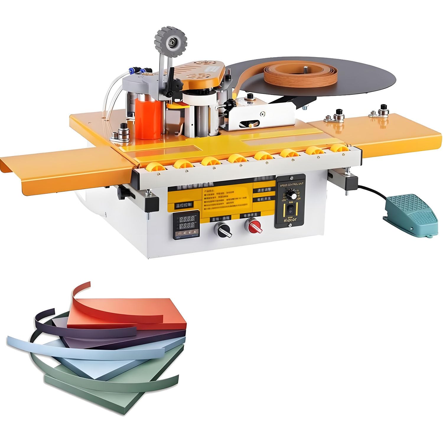 AiODiO Portable Edge Bander, Dual-Use Curve/Straight, Auto Cutting, Speed Adjust 110V