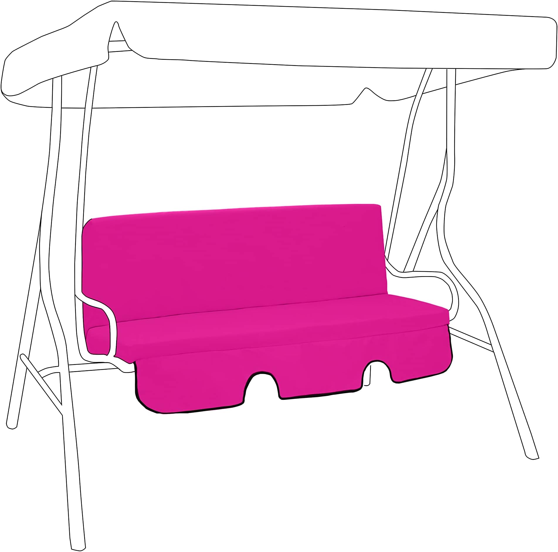 Garden Swing 3 Seater Hammock Bench Cushion | Canopy Outdoor Patio Furniture Replacement Cushion Seat Pad | Water Resistant Seat and Back Cushion | Soft Comfy and Durable (Cerise)