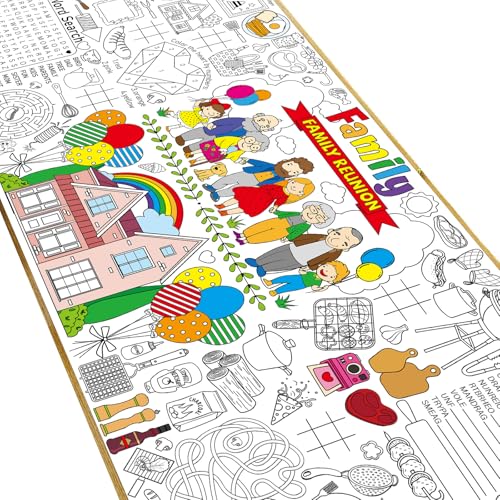 Image of Naozinebi Family Reunion Giant Coloring Poster for Large Coloring Tablecloth Big Paper Sheets Page Theme Table Cloth DIY Activity Game Art Crafts Mat Wall Home Party Decoration Supplies