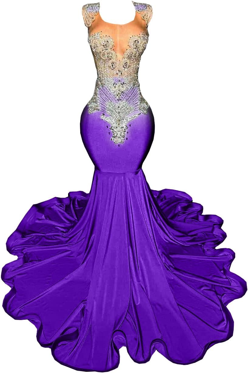 Engerla Blue Prom Dress Bead Applique Pageant Celebrity Gala Mermaid Evening Party Dress Church Train