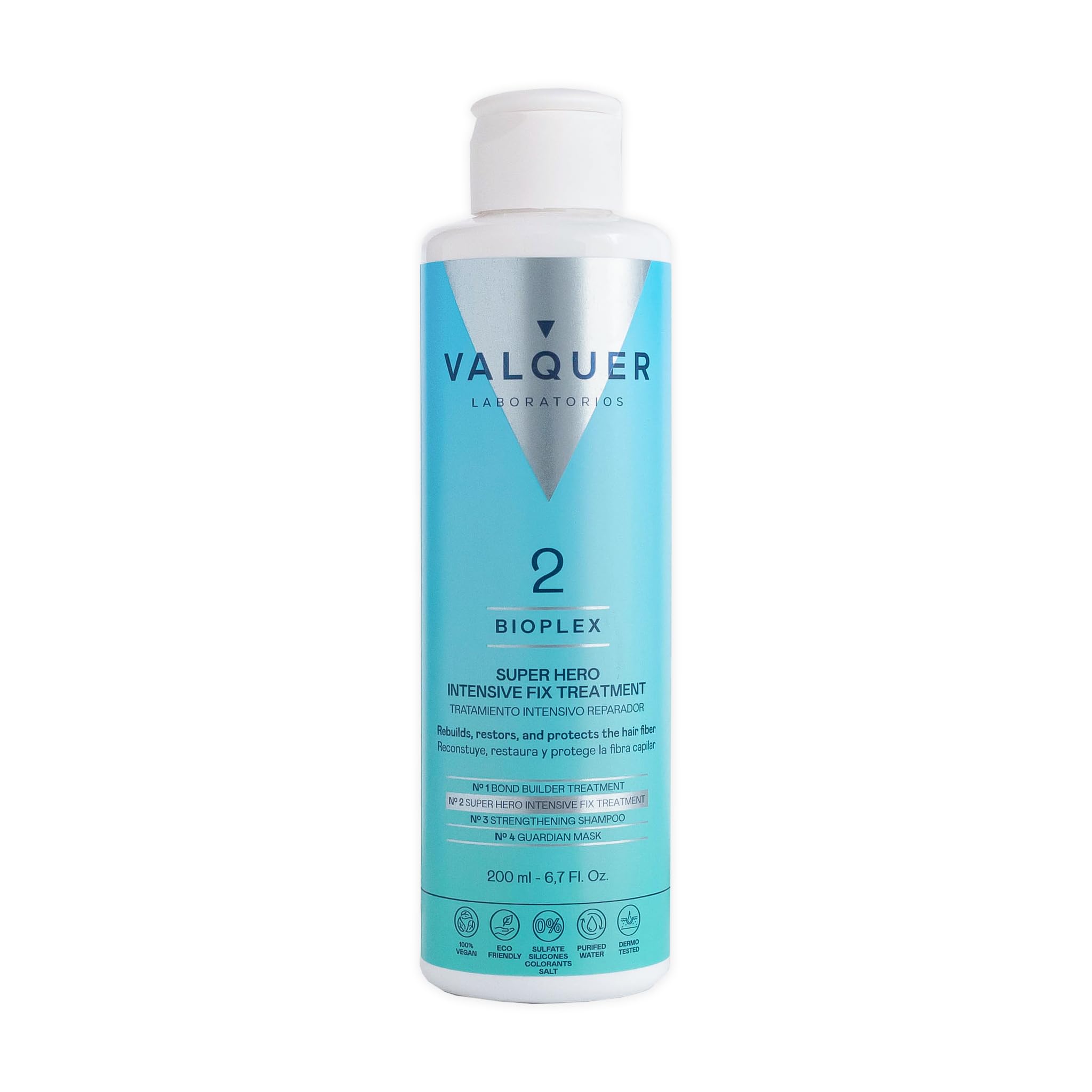 Valquer Bioplex No2. Intensive Repair Hair Treatment for Damaged, Dry and Dyed Hair. Protection for all hair types. Vegan. 200ml