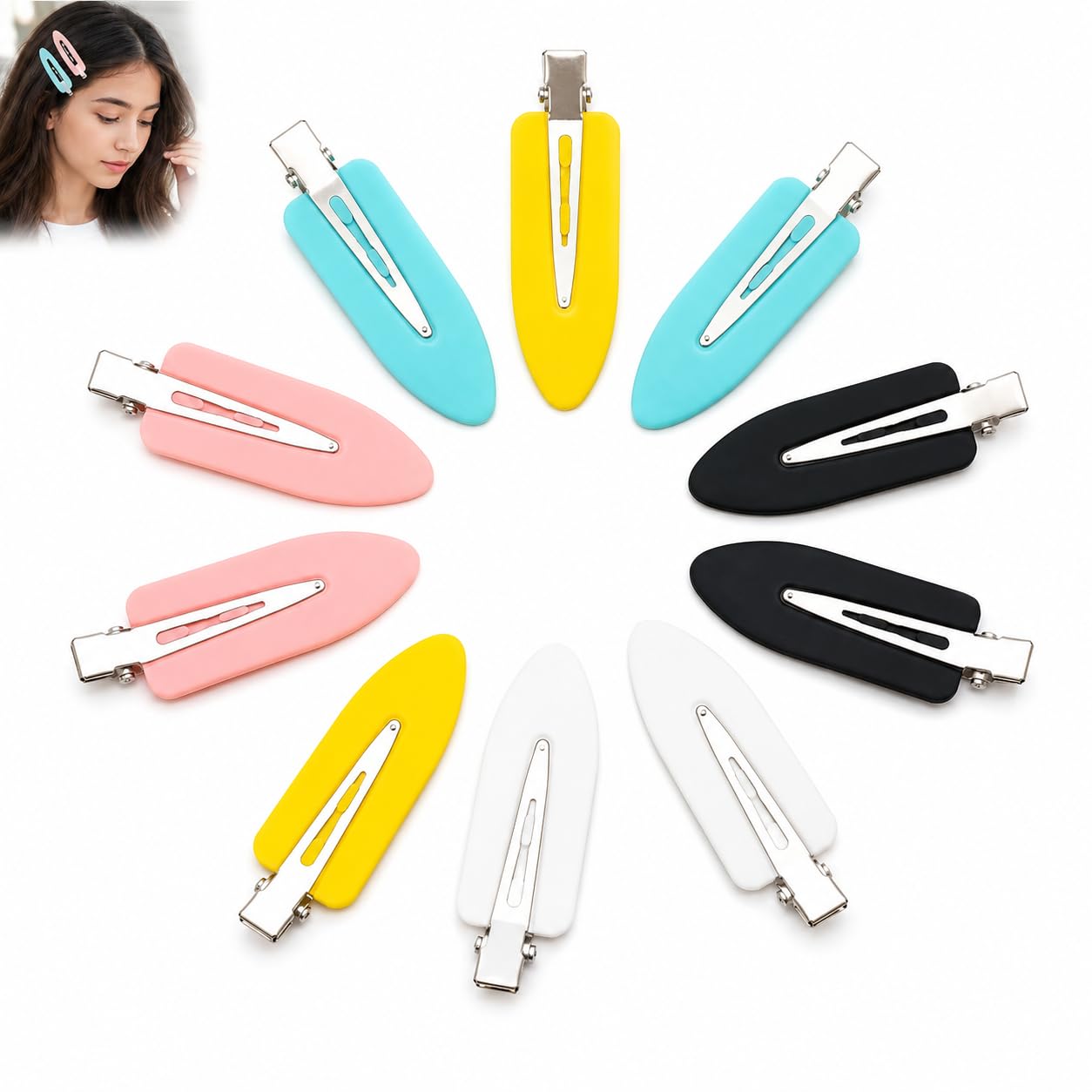 Multicolor No Bend Hair Clips Pin Curl Clips Makeup No Crease Hair Clips For Women (Pack Of 10)-image-44