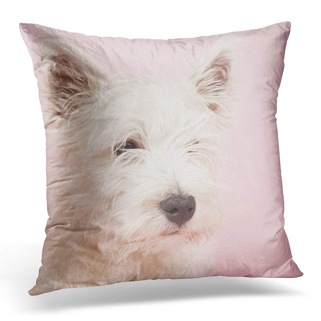 Topyee Cushion Cover Pink Dog West Highland White Terrier Westie Westy Animal 45x45cm/18x18 Inch Home Decor Throw Pillow Cover Square Pillowcase for Bed Sofa