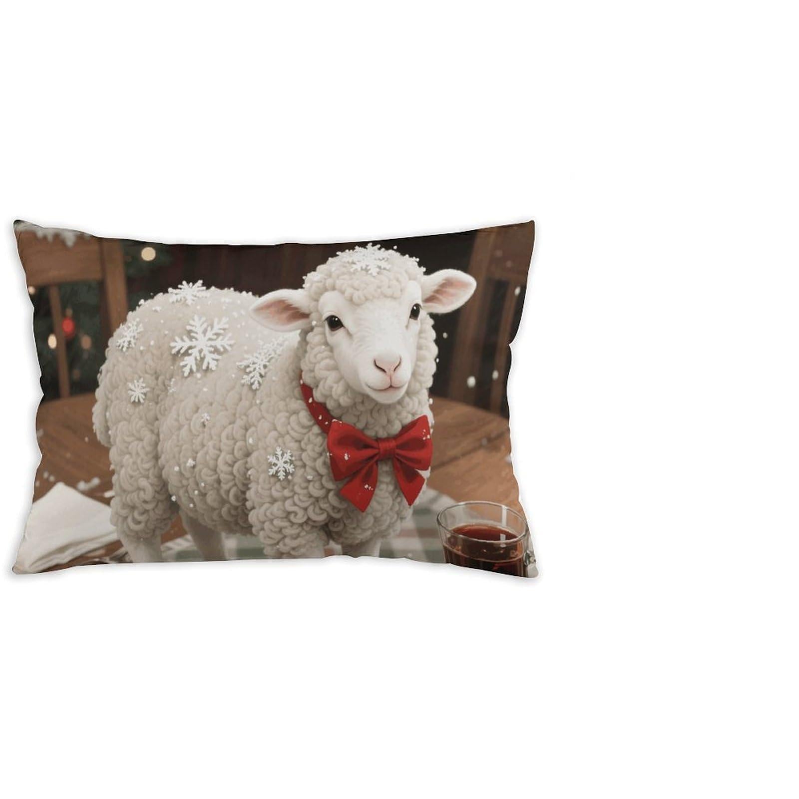 FodPand Decorative Throw Pillow Covers 12x20 Short Plush Christmas Sheep Body Pillowcase Cushion Cases with Invisible Zipper Rectangle Lumbar Pillow Shells for Sofa Couch Chair Bed Home Decor