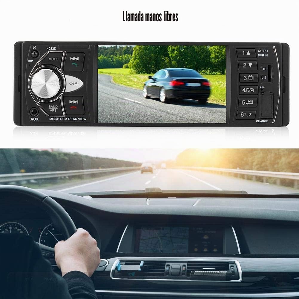 Jugador mp5-Qiilu Radio de Coche de 4.1 Pulgadas con Bluetooth, Reproductor Multimedia MP5 Manos Libres, Pantalla táctil capacitiva, micrófono Integrado Compatible con BT TF USB FM