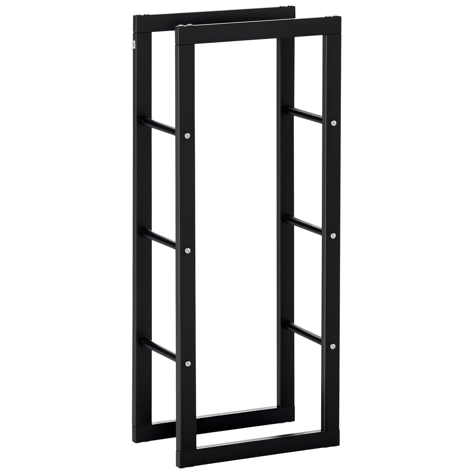 HOMCOM Range bûches porte-bois intérieur extérieur charge max 100 Kg 40L x 25l x 100H cm métal noir