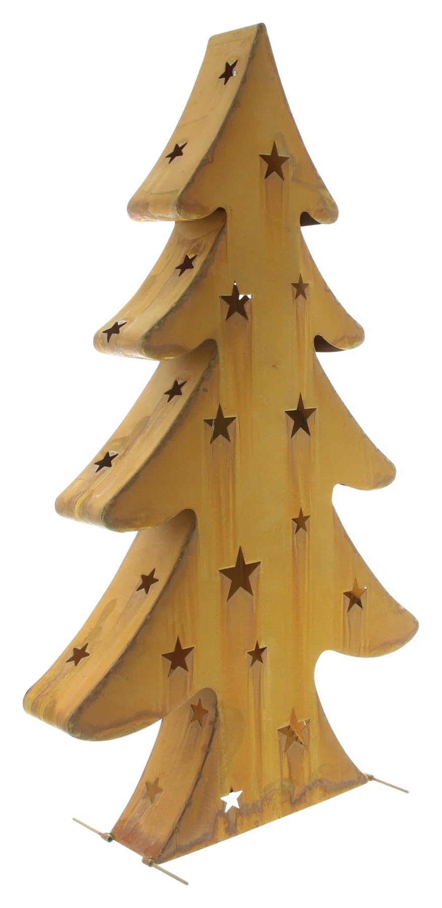 Dekoleidenschaft Dekofigur Tanne aus Metall mit Echtrost und LED Beleuchtung, 80 cm hoch, Winterdeko, Leuchtdeko, Gartendeko für Draußen, Weihnachtsdeko, Rostfigur, Tannenbaum