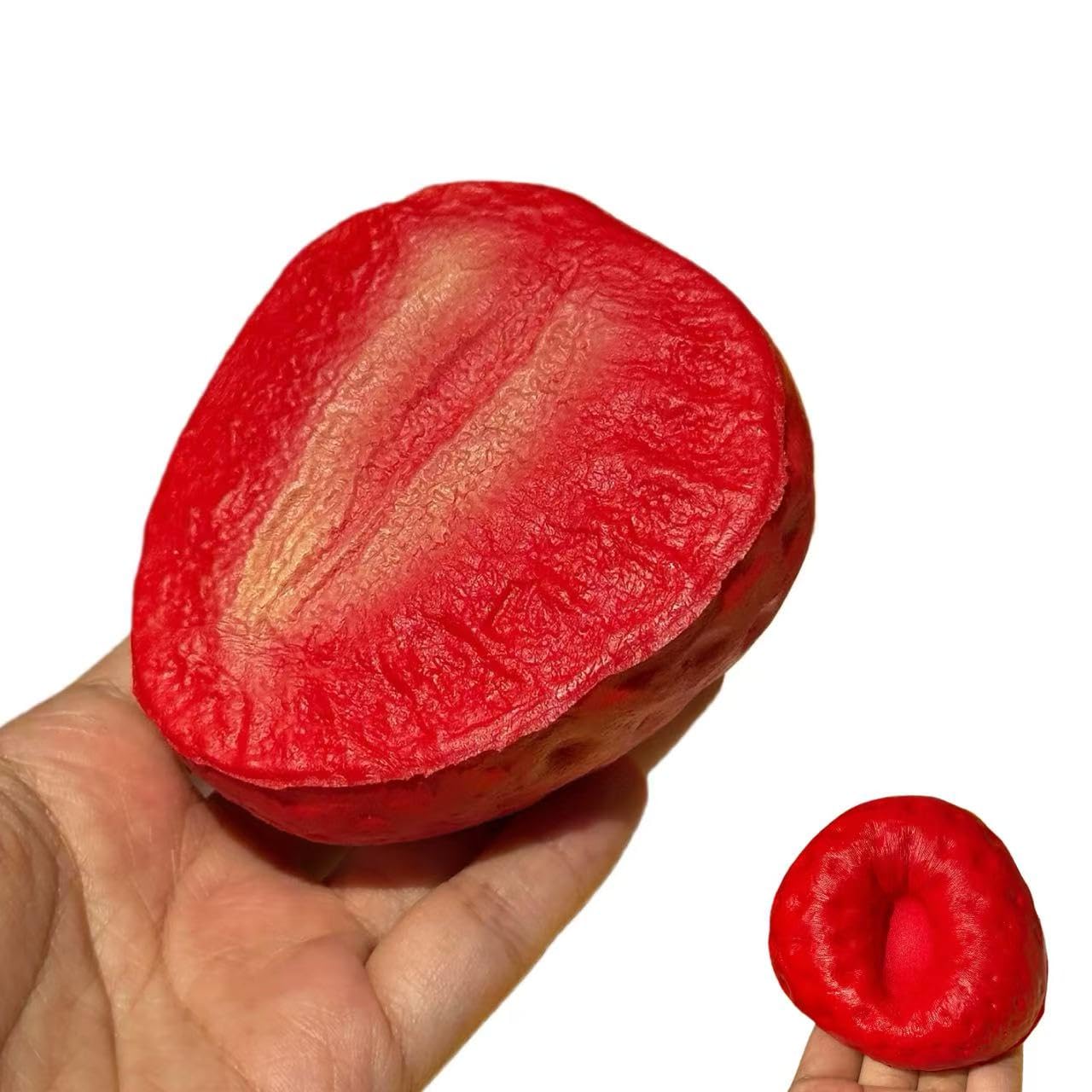 Food Slow Rising Squishy Stress Reliever for Adults Soft PU Foam Office Desk Fidget Anxiety Focus Tool Faux Food Sensory Prop for Relaxation (red Strawberry)