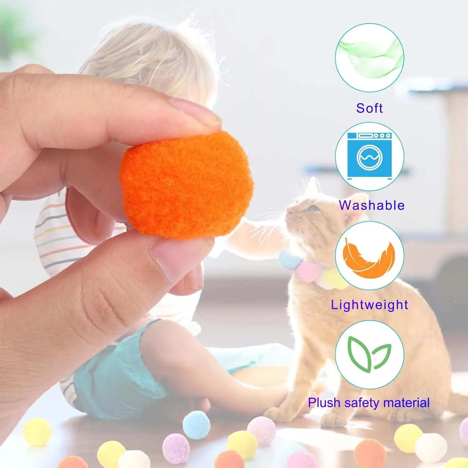 EVERNOOK Cat Toy Launcher & 100 Cat Pom Pom Balls, Interactive Cat Fetch Toy Gun for Indoor Cats, MULTI - Image 4
