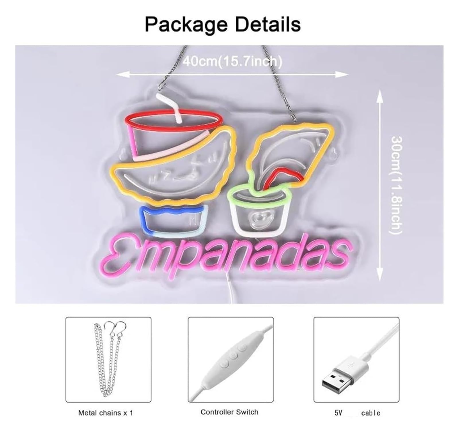 letrero de luces de neón Letreros luminosos de neón para decorar empanadas – Decoración colgante pared para restaurantes mexicanos