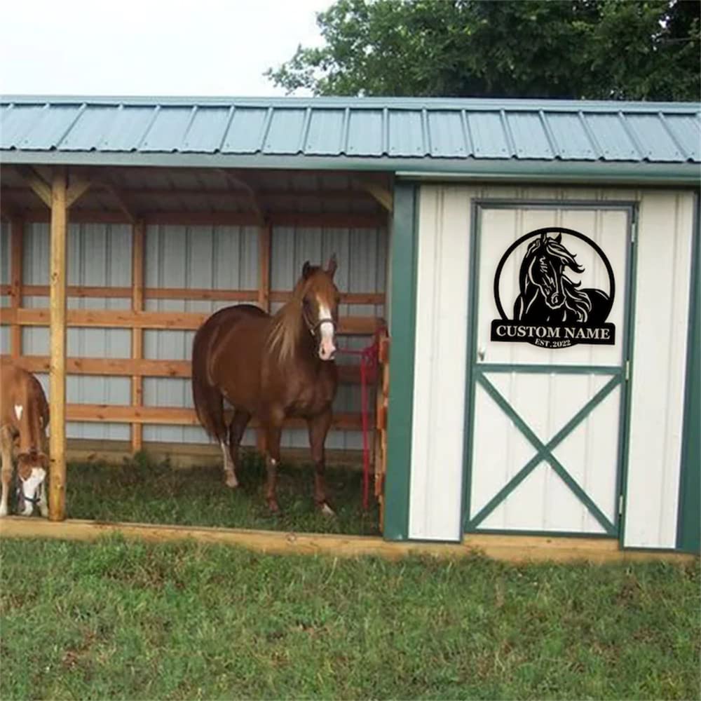 Cavallo Metallo Wall Art, Horse Farm Segni Metallo Esterno, Personalizzato Cavallo Indirizzo Segno